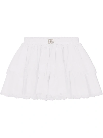 Dolce & Gabbana Kids' Tiered Ruffle Mini Dress In White