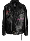 Mastermind Japan Embroidered Leather Jacket In Black