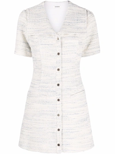 Sandro Bethany Sailor-collar Tweed Mini Dress In Bleus