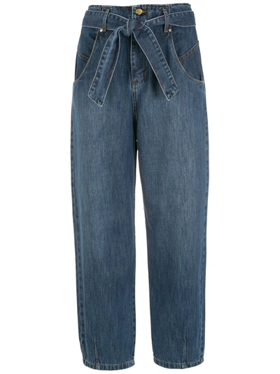 Amapô Paperbag Straight Leg Jeans In Blue