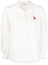 SANDRO LEXA LOGO-EMBROIDERED RUFFLED SHIRT