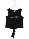 GIVENCHY LOGO-PRINT KNOTTED CROP TOP