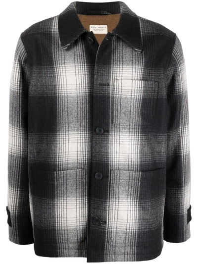 Nudie Jeans Mangan Checked Wool-blend Tweed Jacket In Black