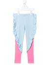 Raspberry Plum Wesley Ruffle-trim Leggings In Blue