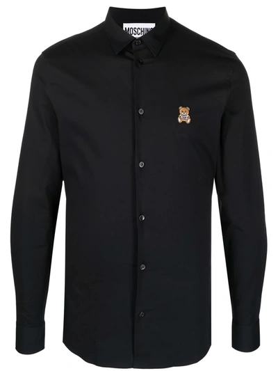 Moschino Terry Bear Patch Shirt In Black