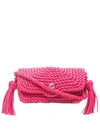Bottega Veneta Torchon Tasseled Twisted Leather Shoulder Bag In Pink