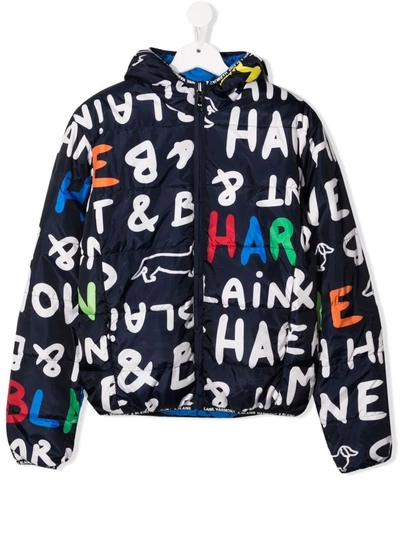 Harmont & Blaine Junior Teen Reversible Logo-print Padded Jacket In Blue