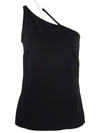 Givenchy Contrast Asymmetric Strap Top In Black
