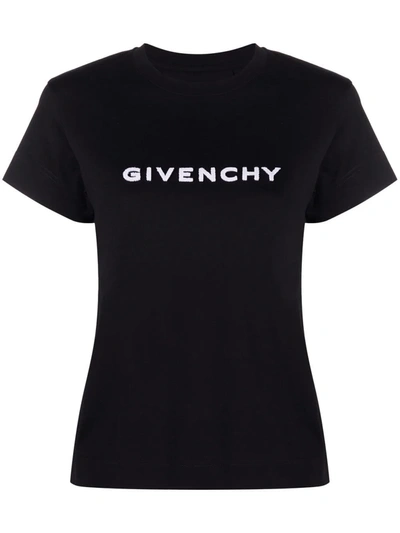 Givenchy Black T-shirt With Contrasting Lettering Print In Cotton Woman