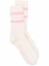Golden Goose Distressed-effect Striped Cotton Socks In White