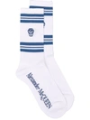 Alexander Mcqueen White & Blue Skull Sport Socks In White