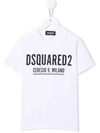 Dsquared2 White T-shirt With Black Print Dsquared Kids In White