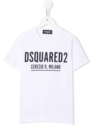 Dsquared2 White T-shirt With Black Print Dsquared Kids