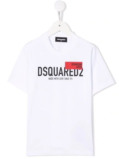Dsquared2 White T-shirt With Frontal Print Dsquared Kids