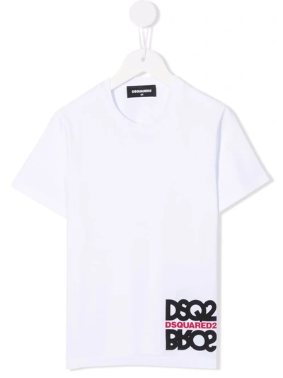 Dsquared2 Kids' Logo印花t恤 In White