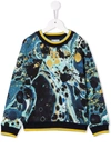 Dolce & Gabbana Boy's Marble-print Logo Sweatshirt In Blue