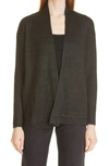 Eileen Fisher Shawl Collar Organic Linen Cardigan In Seaweed