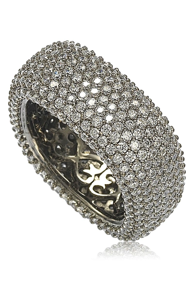 Suzy Levian Blackened Sterling Silver Square White Cz Eternity Band Ring