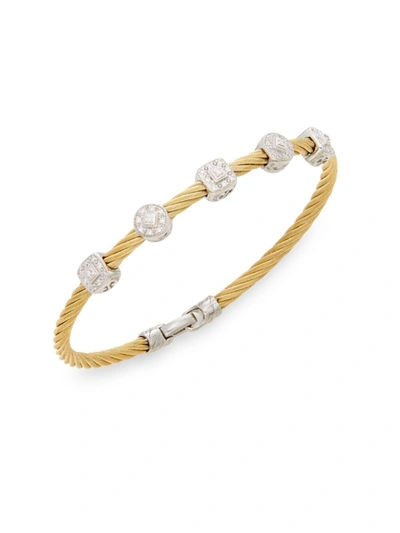Alor Women's Diamond, 18k Yellow Gold & Steel Coil Bracelet