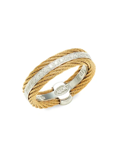 Alor Women's 18k White Gold, Stainless Steel & Diamond Ring/size 7