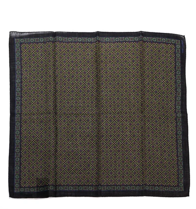 Saint Laurent Geometric Print Wool Scarf In Green