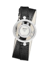 Chopard Happy Diamonds Icons 18k White Gold, Diamond, & Leather Wrap-strap Watch In Black