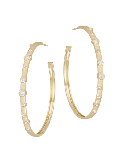 Sydney Evan Women's Large 14k Gold & Bezel Diamond Anniversary Hoops