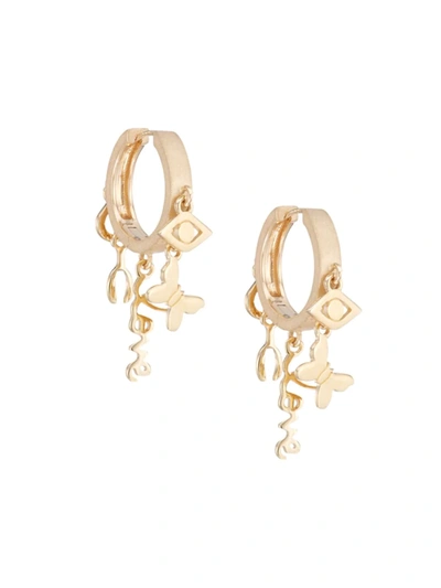 Sydney Evan 14k Yellow Gold Huggie Hoop Charm Earrings
