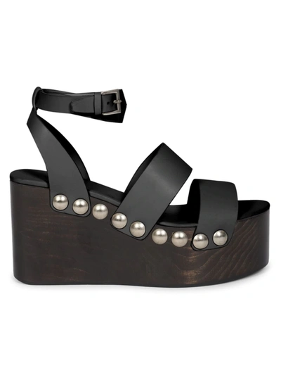Alaïa Leather Platform Sandals In Noir