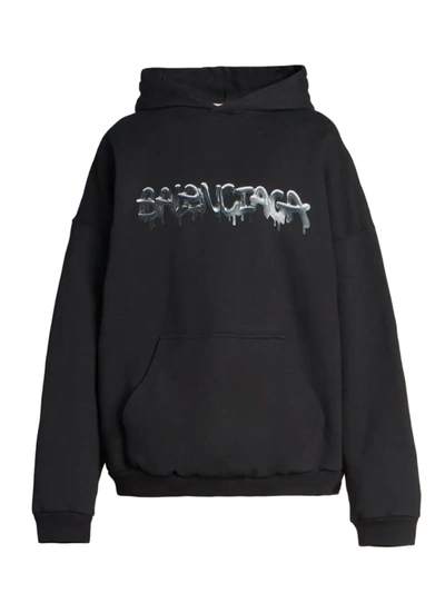 Balenciaga Oversized Spray Paint Logo Hoodie In Black ModeSens