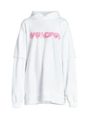 BALENCIAGA WOMEN'S MOCK LAYERED LOGO HOODIE