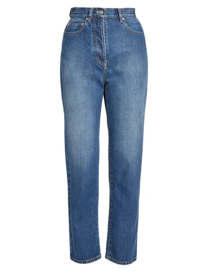 Alaïa High-rise Ankle Crop Jeans In Bleu Jeans