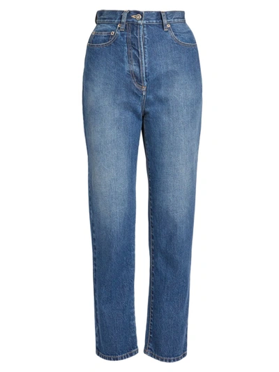 Alaïa High-rise Ankle Crop Jeans In Blue