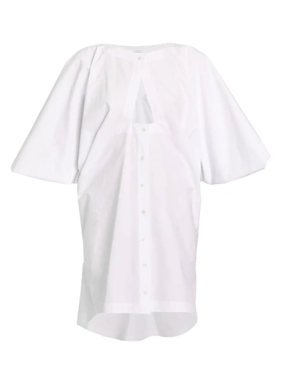 Alaïa Cotton Poplin Shirt Dress In White