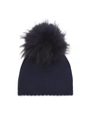 Bari Lynn Baby's Fox Fur & Cotton Hat In Navy