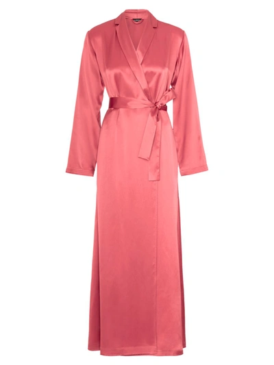 La Perla Vestaglia Long Silk Wrap Robe In Rose Noisette