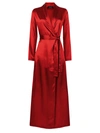 La Perla Vestaglia Long Silk Wrap Robe In Red Tango