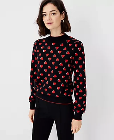 Ann Taylor Heart Sweater In Black