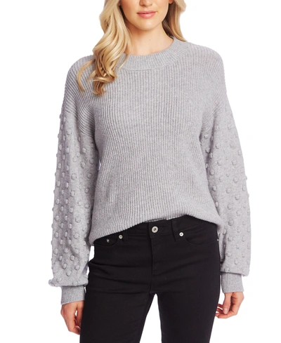 Cece 3d Polka Dot Sweater In Light Heather Grey