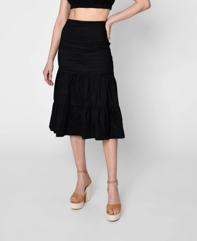 Nicole Miller Women's Cotton Metal Midi Skirt In Black