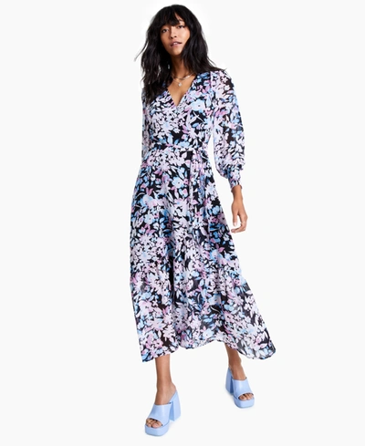 Bar Iii Floral-print Wrap Maxi Dress, Created For Macy's In Farah