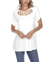 White Mark Plus Size Crisscross Cutout Short Sleeve Top In White
