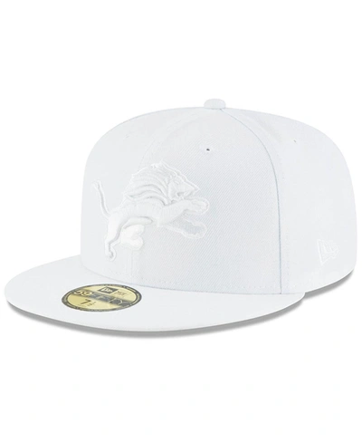 New Era Men's Detroit Lions White On White 59fifty Fitted Hat