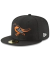 New Era Men's Black Baltimore Orioles Cooperstown Collection Logo 59fifty Fitted Hat In Black