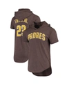 Majestic Men's Fernando Tatis Jr. Heathered Brown San Diego Padres Softhand Player Tri-blend Hoodie T-shirt In Brown