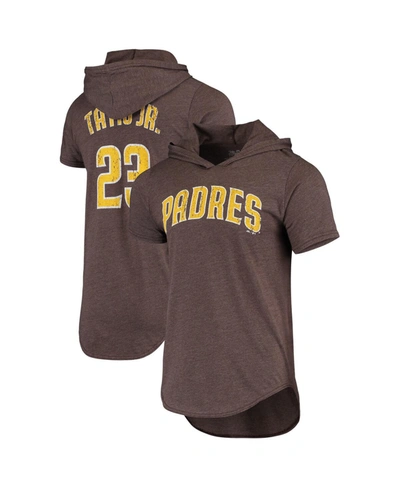 Majestic Men's Fernando Tatis Jr. Heathered Brown San Diego Padres Softhand Player Tri-blend Hoodie T-shirt