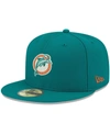 New Era Men's Aqua Miami Dolphins Omaha Throwback 59fifty Fitted Hat In Aqua