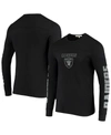 JUNK FOOD MEN'S BLACK LAS VEGAS RAIDERS HEAVYWEIGHT THERMAL LONG SLEEVE T-SHIRT