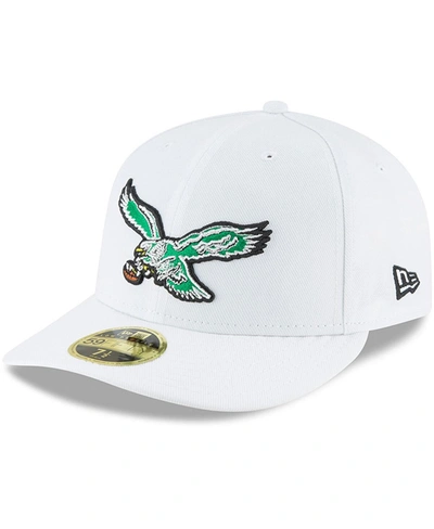 NEW ERA MEN'S WHITE PHILADELPHIA EAGLES THROWBACK LOGO OMAHA LOW PROFILE 59FIFTY FITTED HAT