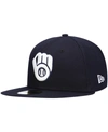 New Era Men's Navy Milwaukee Brewers Logo White 59fifty Fitted Hat In Navy